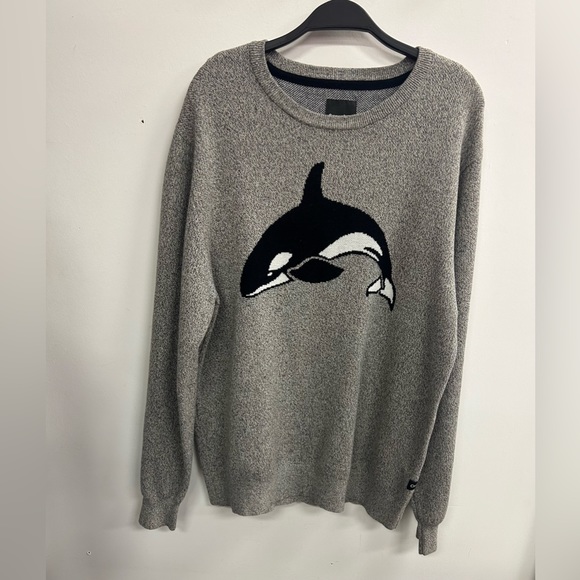 BARNEY COOLS CHANDAIL KILLA WHALE GRAY KNIT MEN SWEATER IN SIZE LARGE - Picture 8 of 9